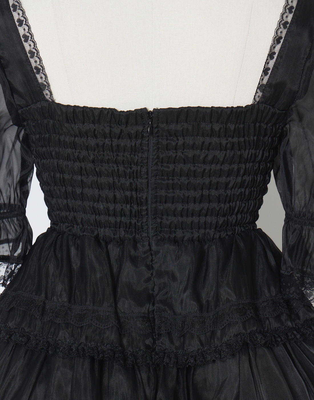 AVENCHUMU Frill choker sheer tiered illustration Dress