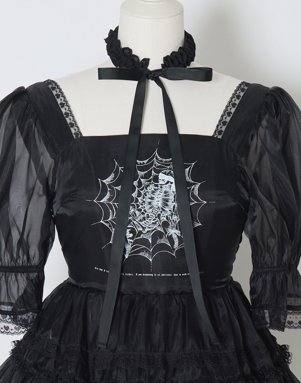 AVENCHUMU Frill choker sheer tiered illustration Dress