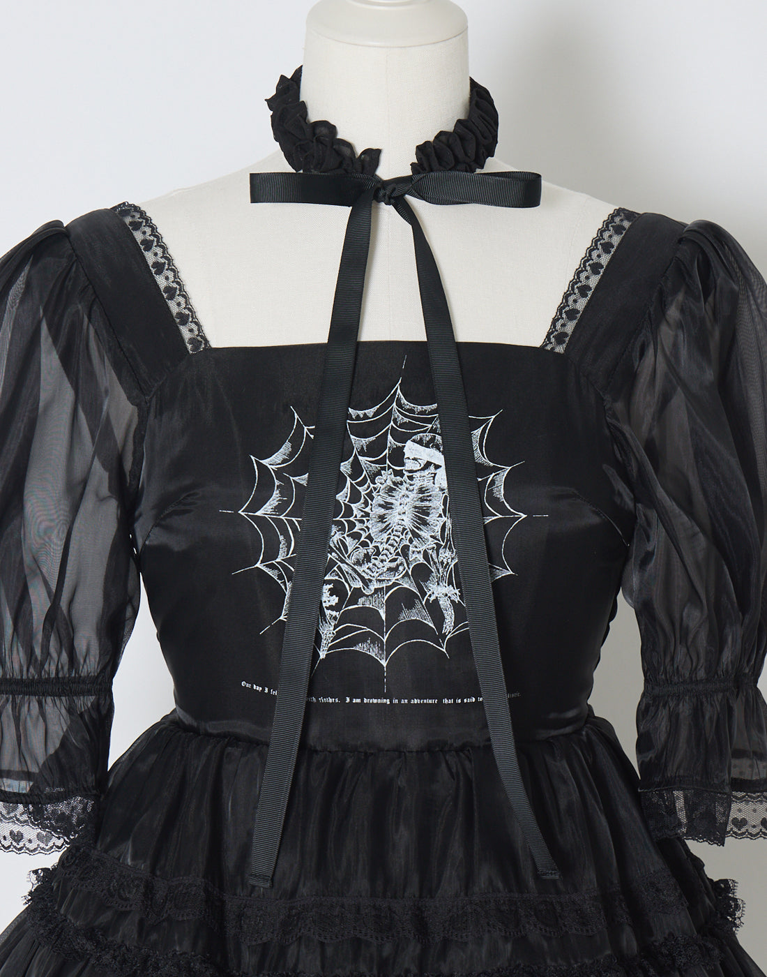AVENCHUMU Frill choker sheer tiered illustration Dress