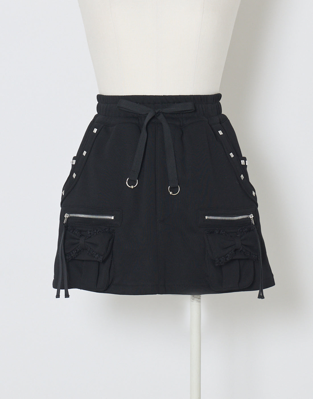 AVENCHUMU Ribbon pocket studded sweat skirt