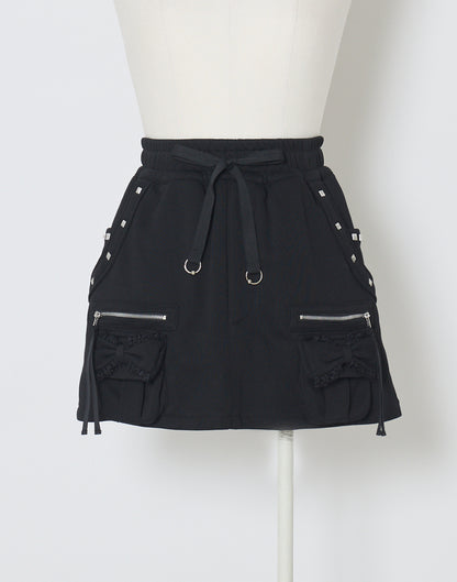 AVENCHUMU Ribbon pocket studded sweat skirt