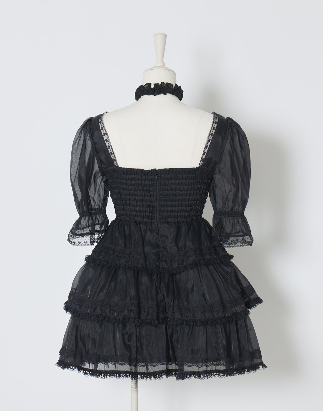 AVENCHUMU Frill choker sheer tiered illustration Dress
