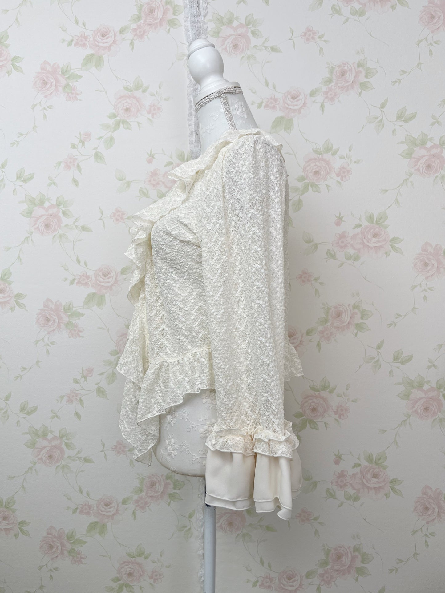 axes femme Lacy Y2K Revival Cardigan (Ivory)