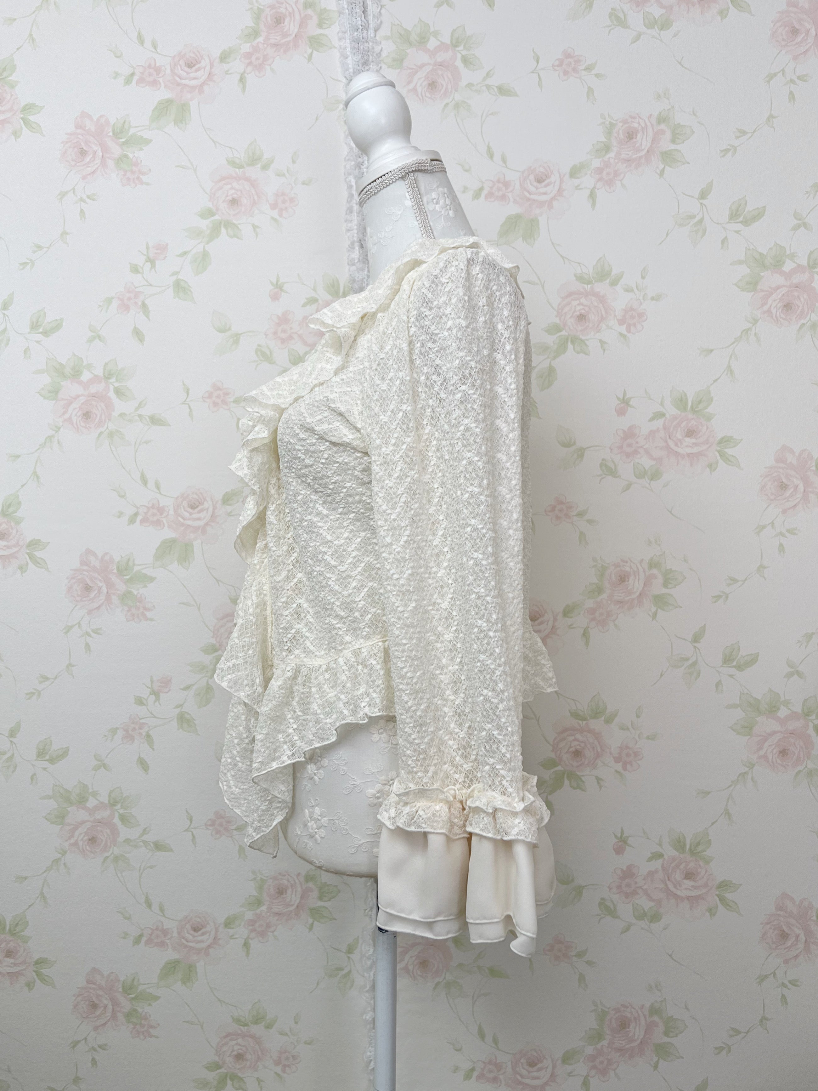 axes femme Lacy Y2K Revival Cardigan (Ivory)