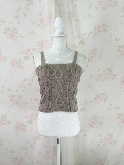 GRL Cardigan Moe Sleeve Camisole Set (Moca Beige)