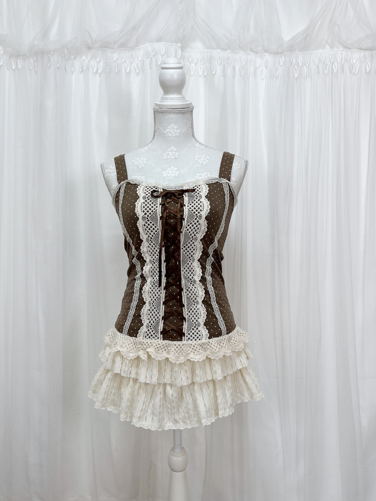passion room Laced Up Polka Dot Camisole