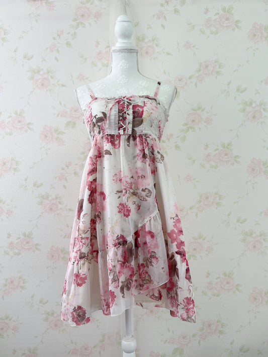 (12% OFF) L'EST ROSE Front Laced Up Camisole Dress