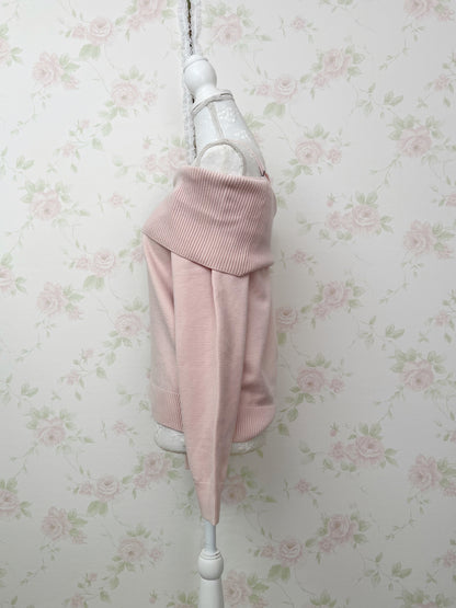 Side String Off Shoulder Shoujo Knit Top (Pink)