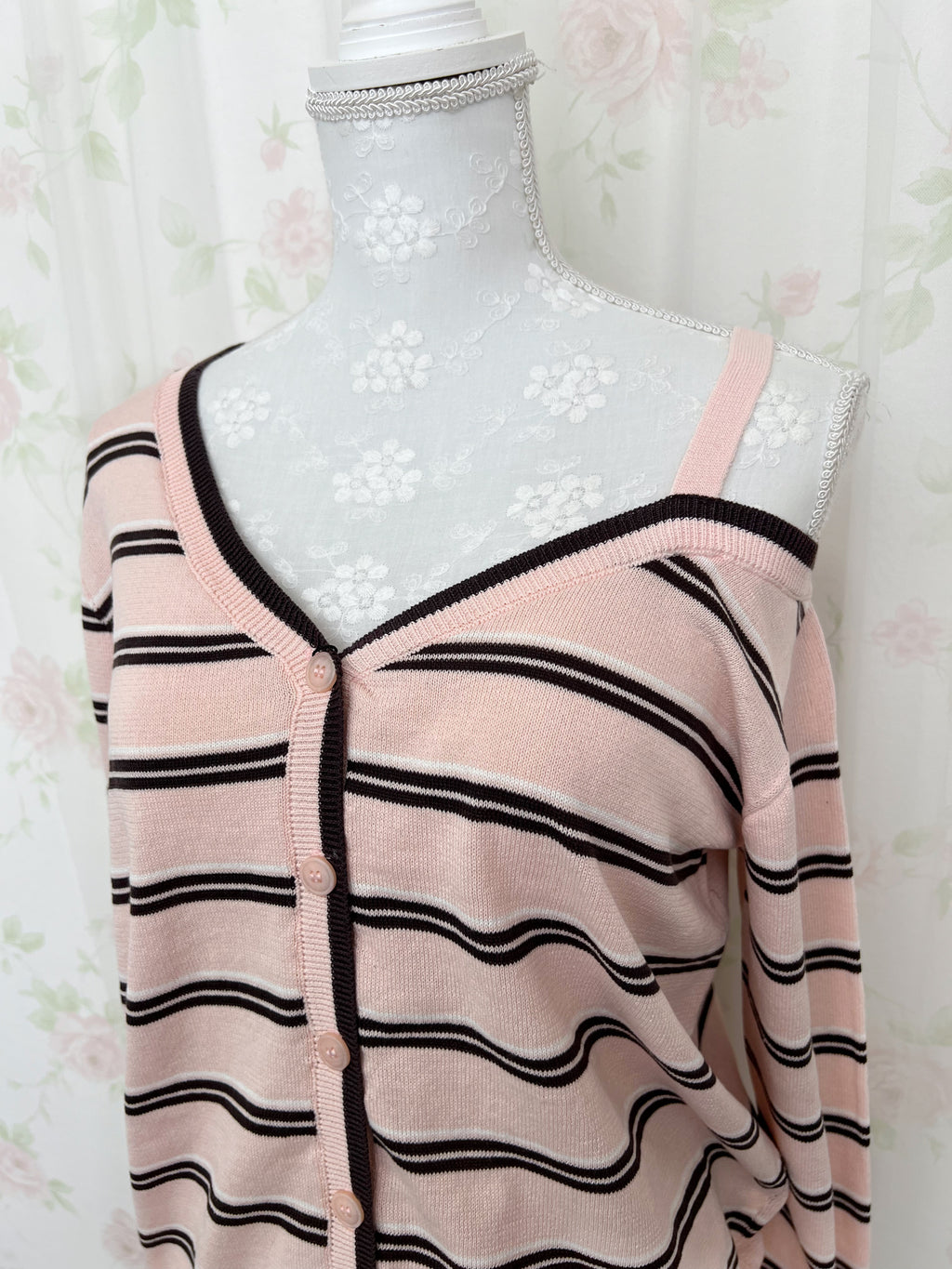 One Shoulder Border Top (Pink)