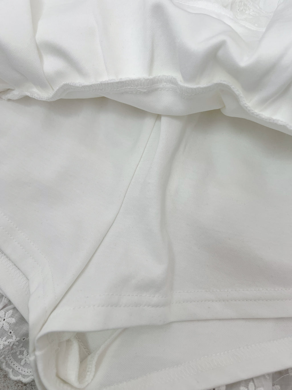 Cotton Lace Ruffled Tiered Skirt (White)