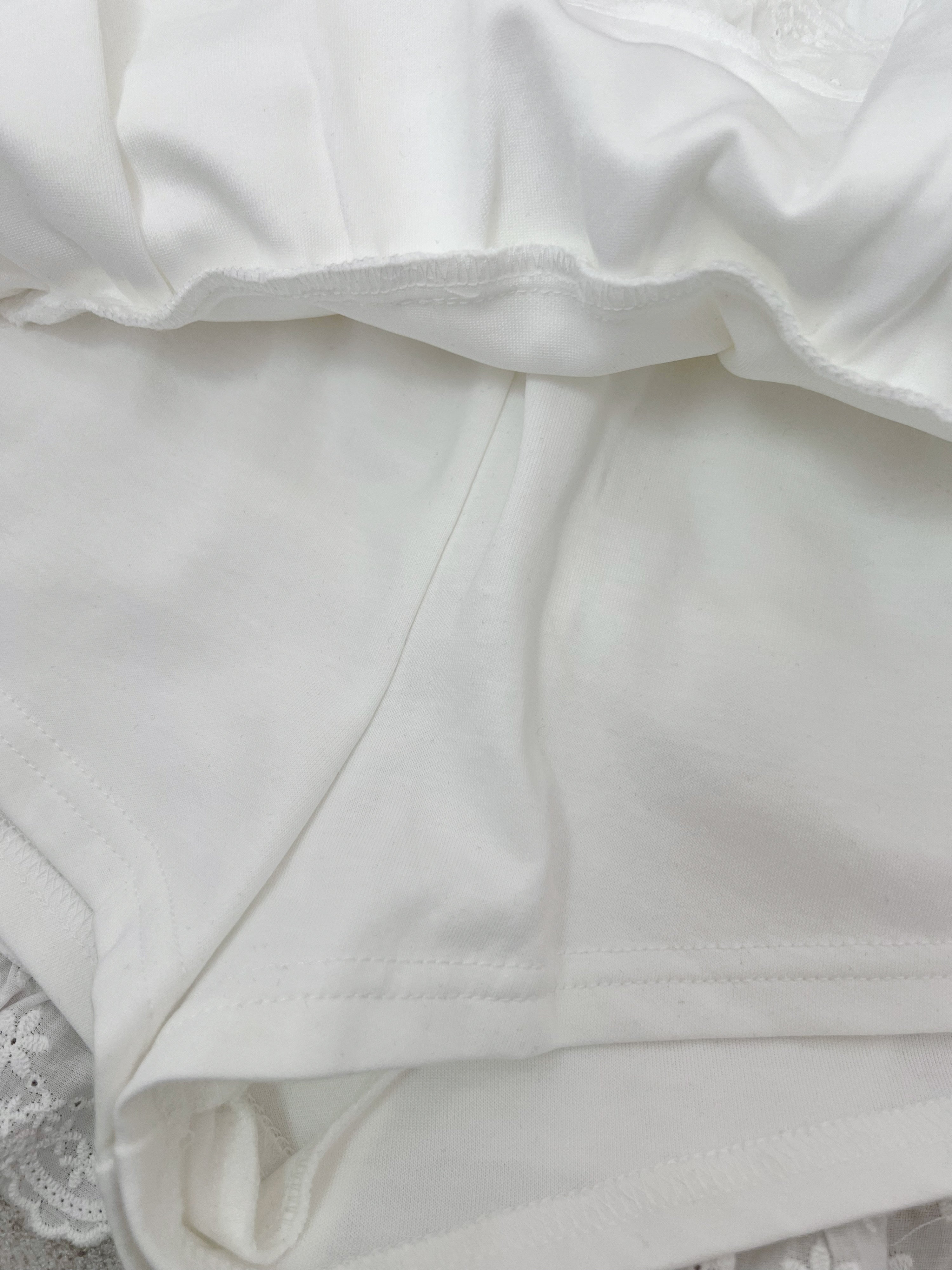 Cotton Lace Ruffled Tiered Skirt (White)