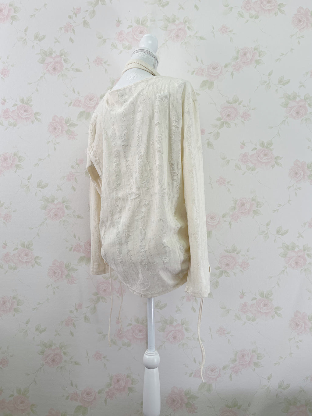 Butterfly Printed Damaged Long Sleeved Top