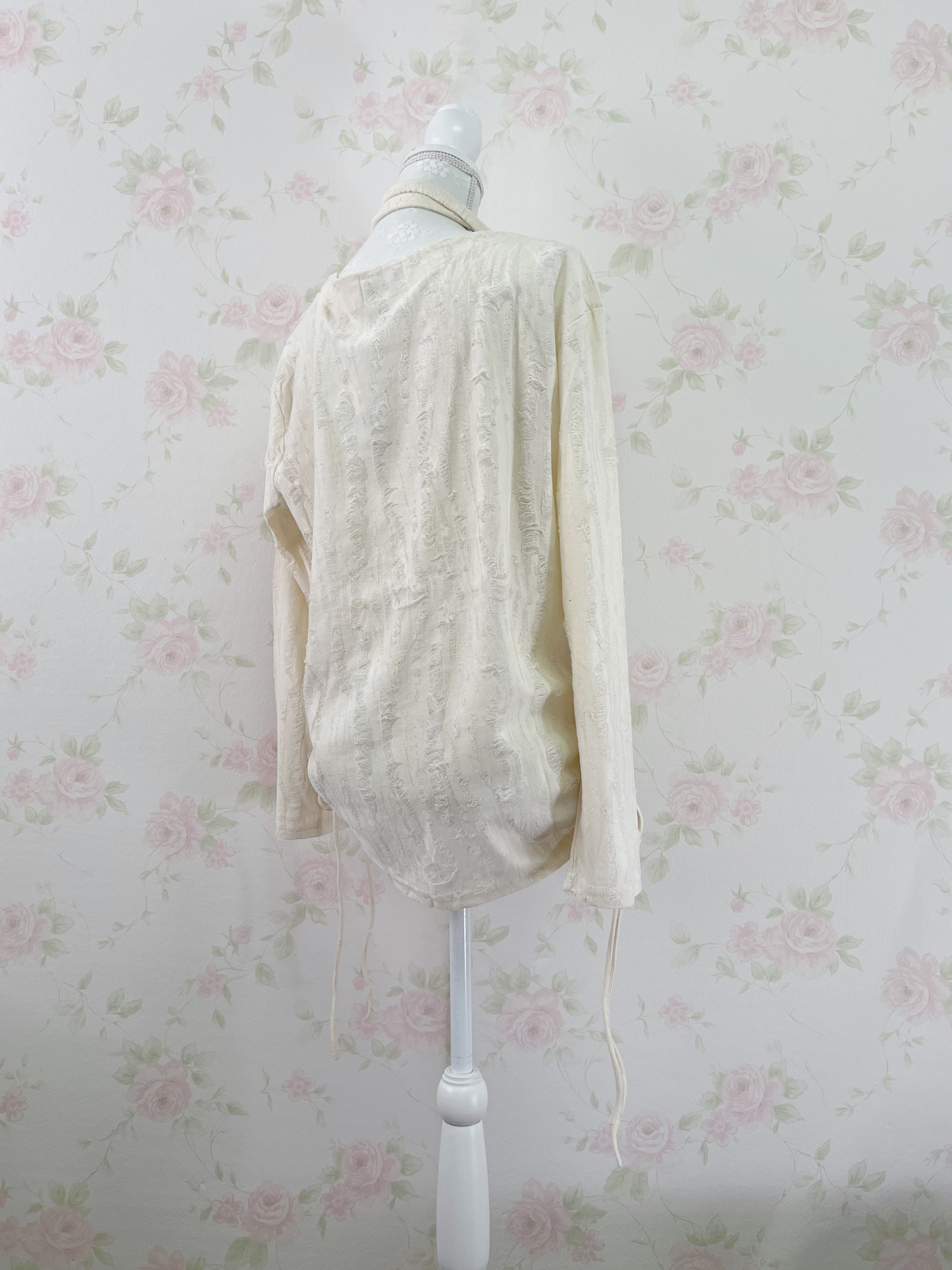 Butterfly Printed Damaged Long Sleeved Top