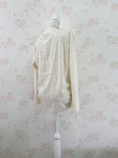 Butterfly Printed Damaged Long Sleeved Top