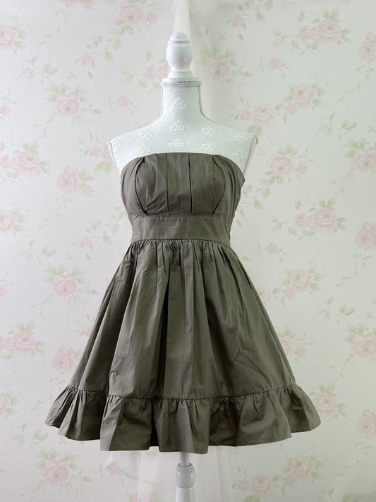 JAYRO WHITE Bare Top A-Line Dress (Khaki)