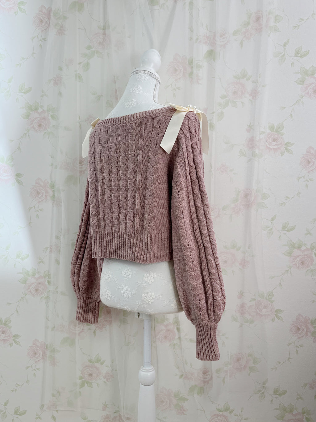 Shoulder Bow Sweater (Pink)