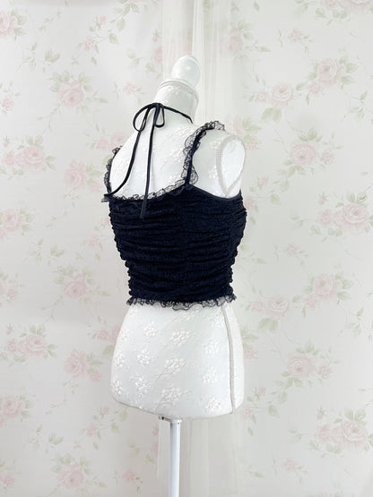 GRL Lacy Halter Neck Camisole (Black)