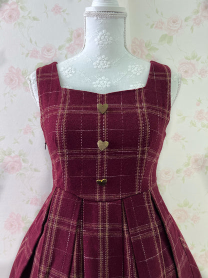 bobon21 Heart Button Jumper Mini Dress (Bordeaux)