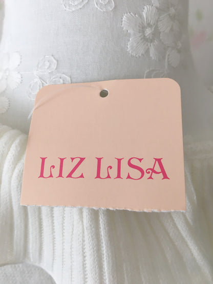 LIZ LISA Ruffled Collar Rib Top (Ivory)