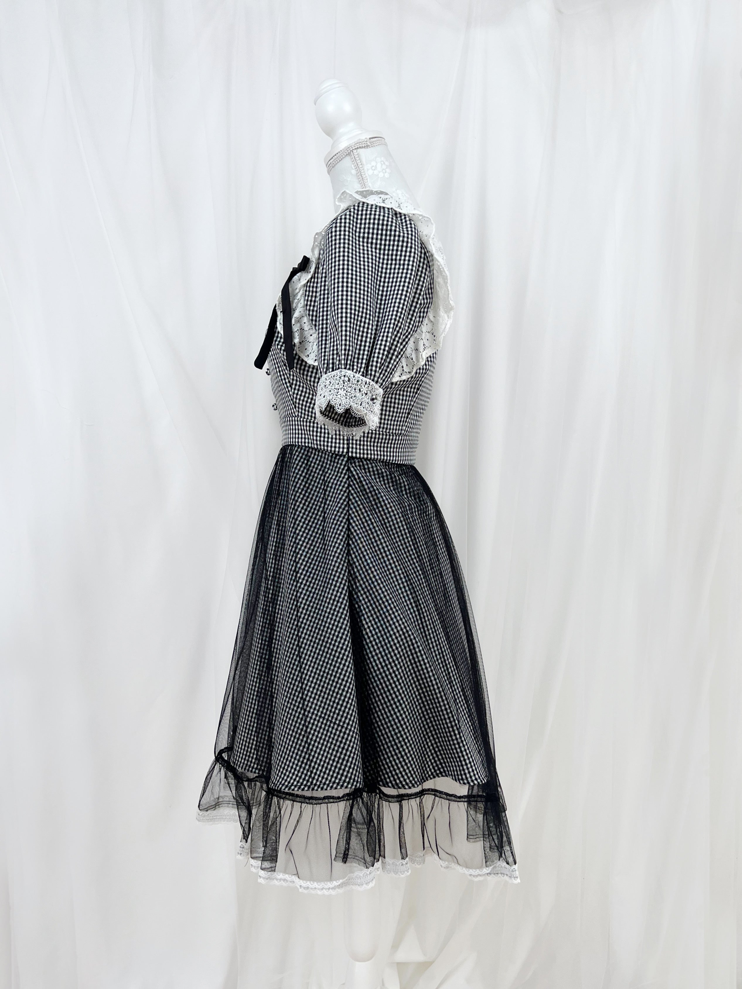 BUBBLES Side Ribbon Checked Dress