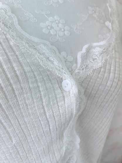 GRL Lacy One Button Cardigan (Ivory)
