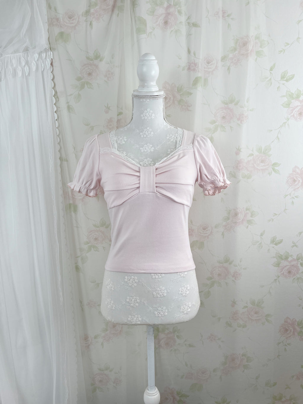 Cotton Big Bow T-Shirt (Baby Pink)