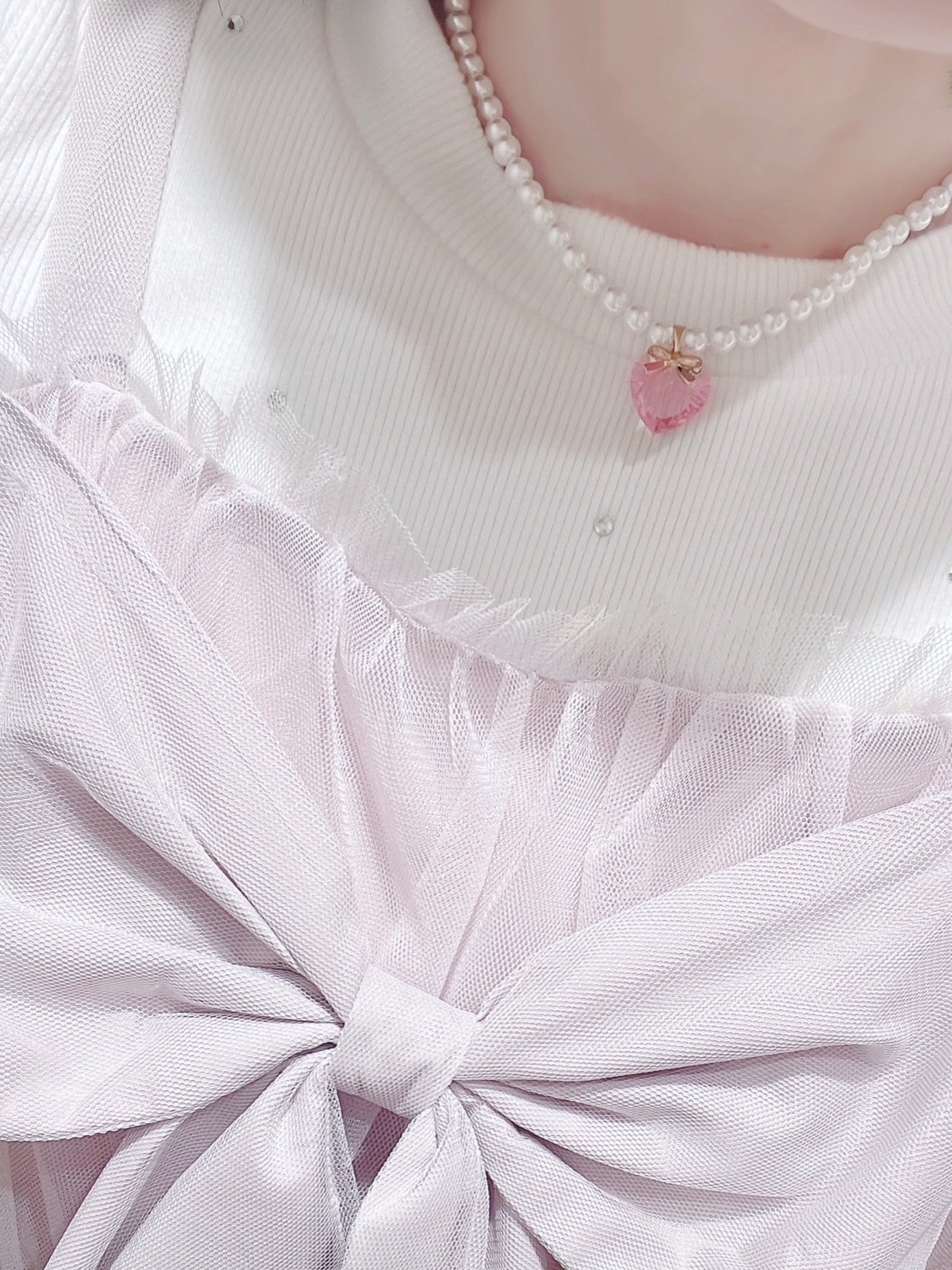 Sweet Prism Heart Pearl Necklace