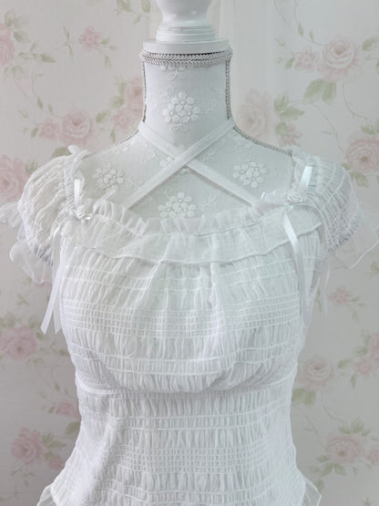 axes femme Side Ribbon Cross String Top (White)