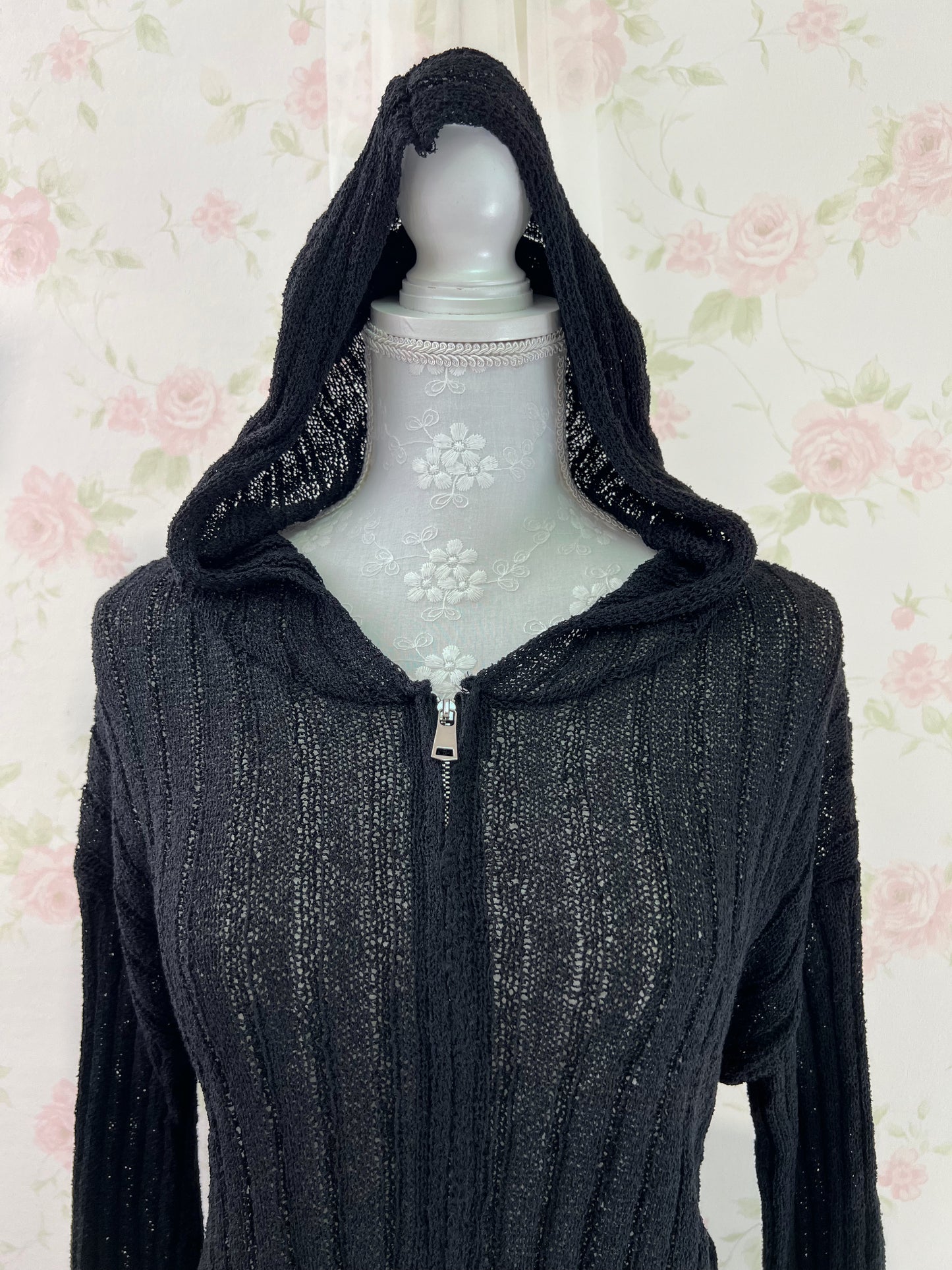 GRL Sheer Gyaru Hoodie (Black)