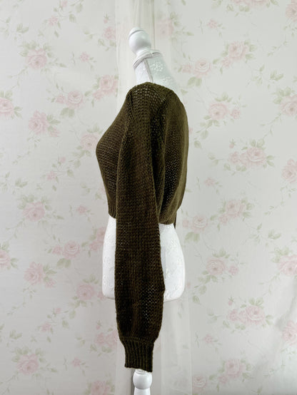 Loose Sleeve Short Sweater (Matcha Khaki)