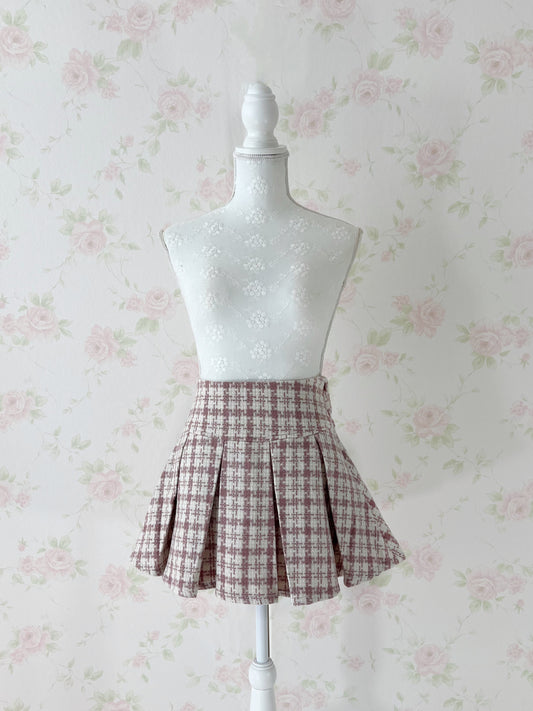 GRL Pleated Checked Skirt (Pink)