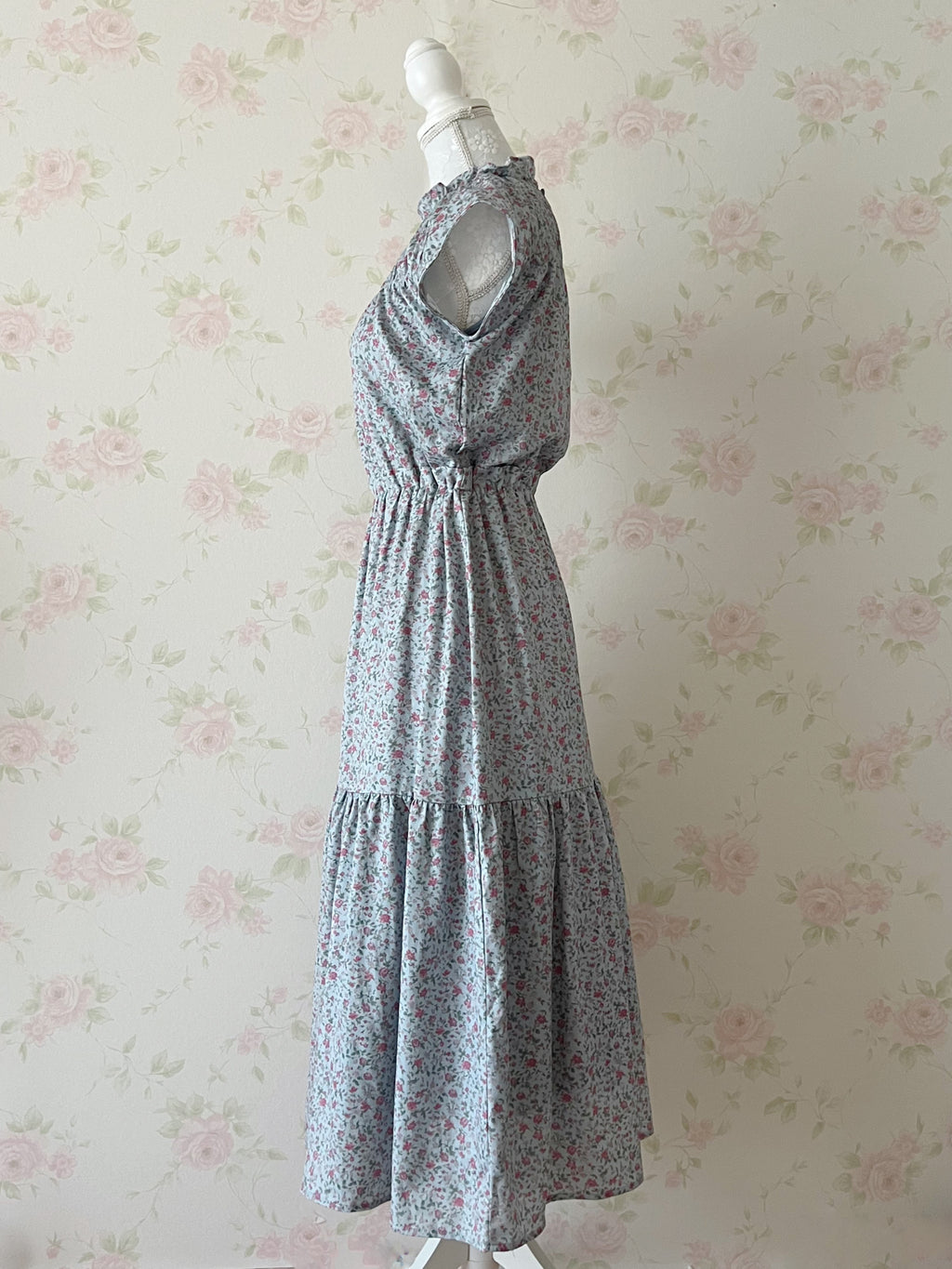 axes femme Petite Floral Long Dress (Blue)