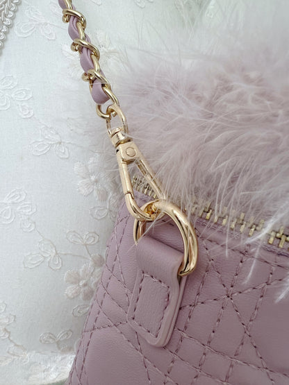 Quilting Fur Shoulder Bag (Purple Pink)