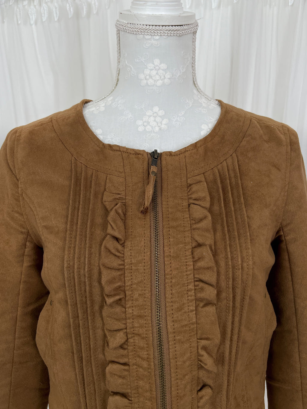 Olive des Olive Suede Ruffled Jacket