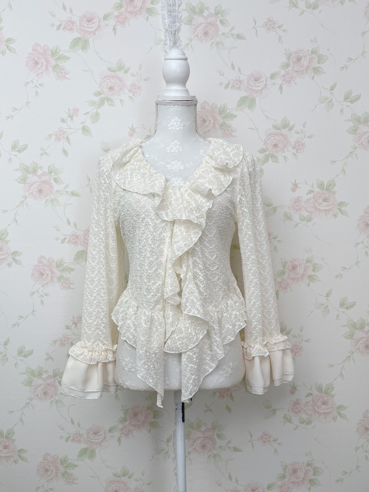 axes femme Lacy Y2K Revival Cardigan (Ivory)