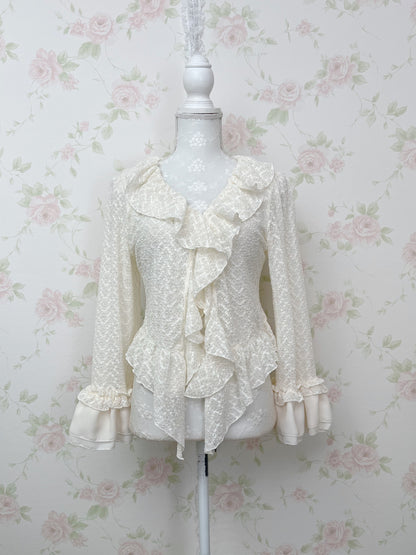 axes femme Lacy Y2K Revival Cardigan (Ivory)