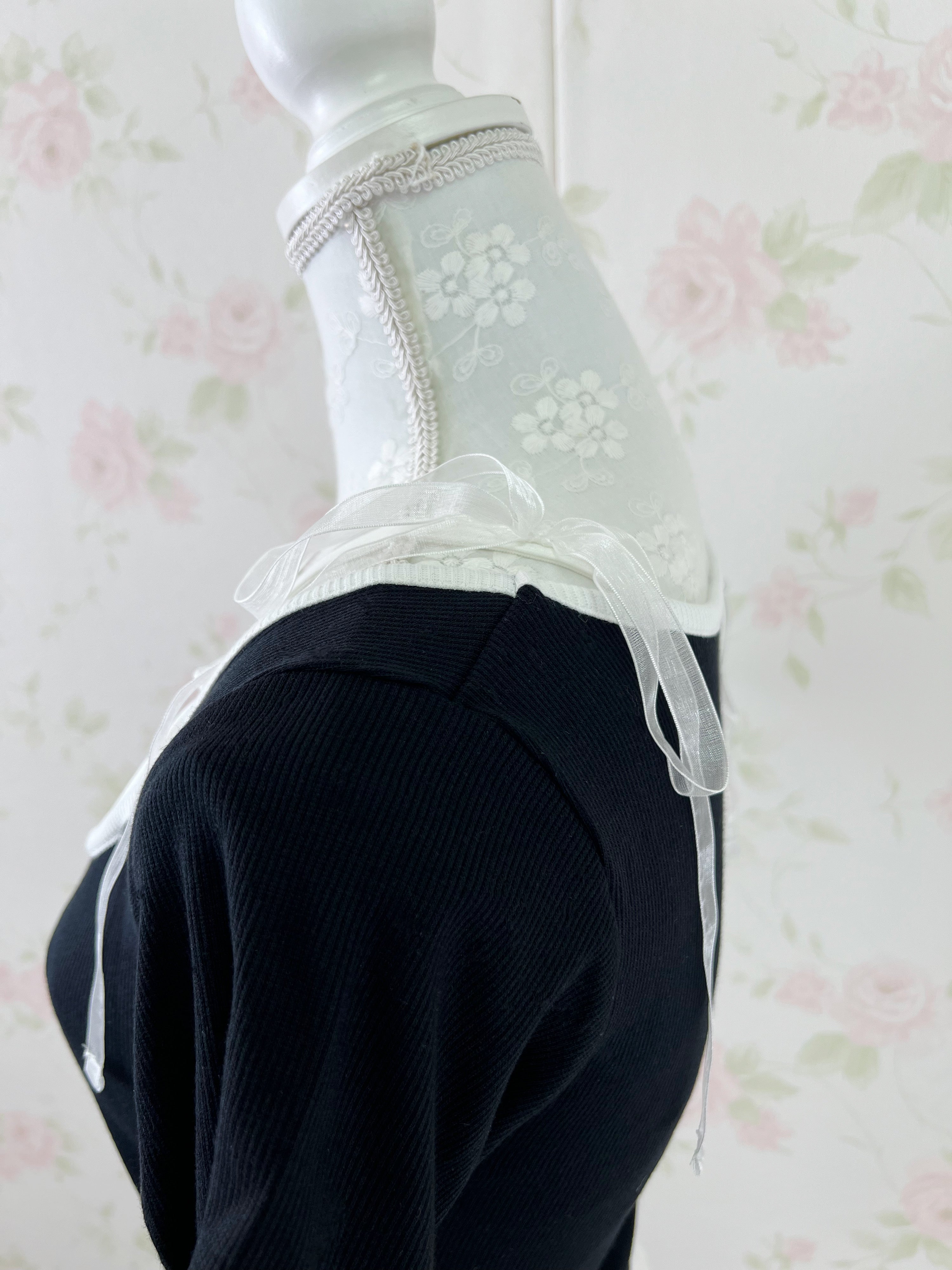 Milk Maid Organdy Bow Top (Black)