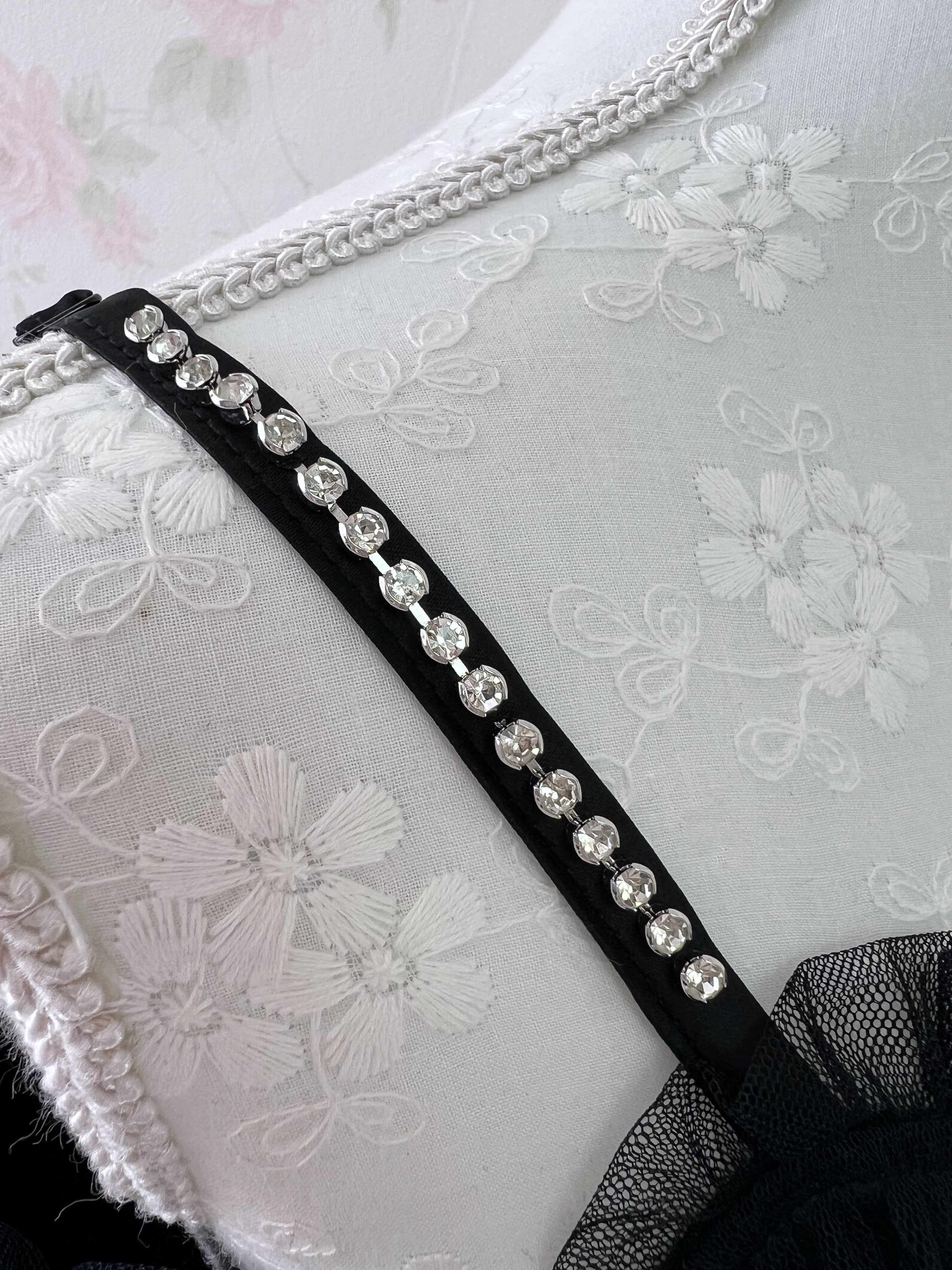 Ank Rouge Crystal Strap Chiffon Top (Black)