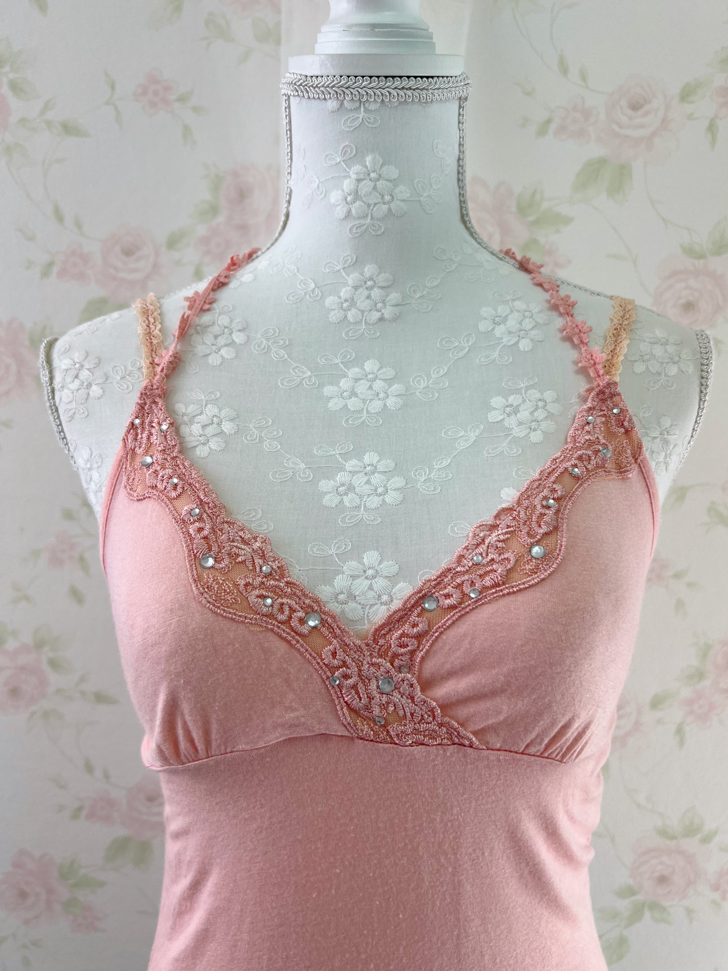 One Way Y2K Line Stone Halter Neck Camisole