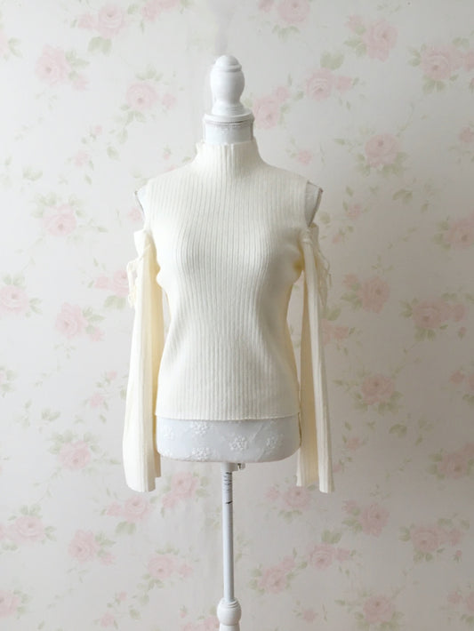 GRL Open Shoulder String Sweater (Ivory)