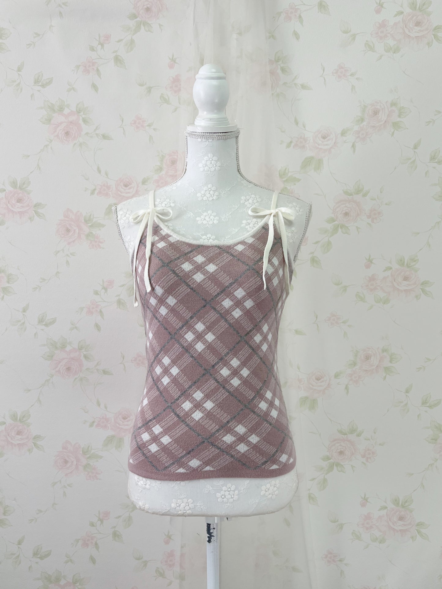 apres jour Short Knit Top & Camisole Set (Gray Pink)