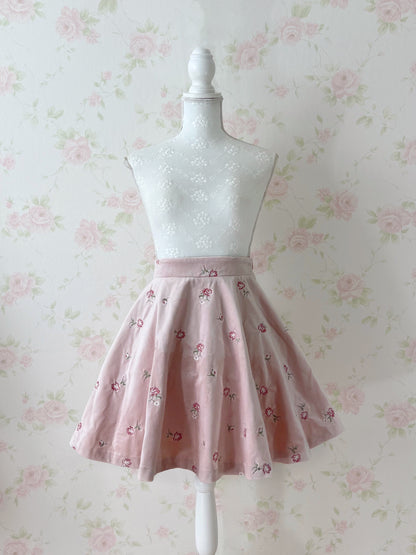 mille fille closet by LODISPOTTO Velvet Petite Rose Embroidery Skirt
