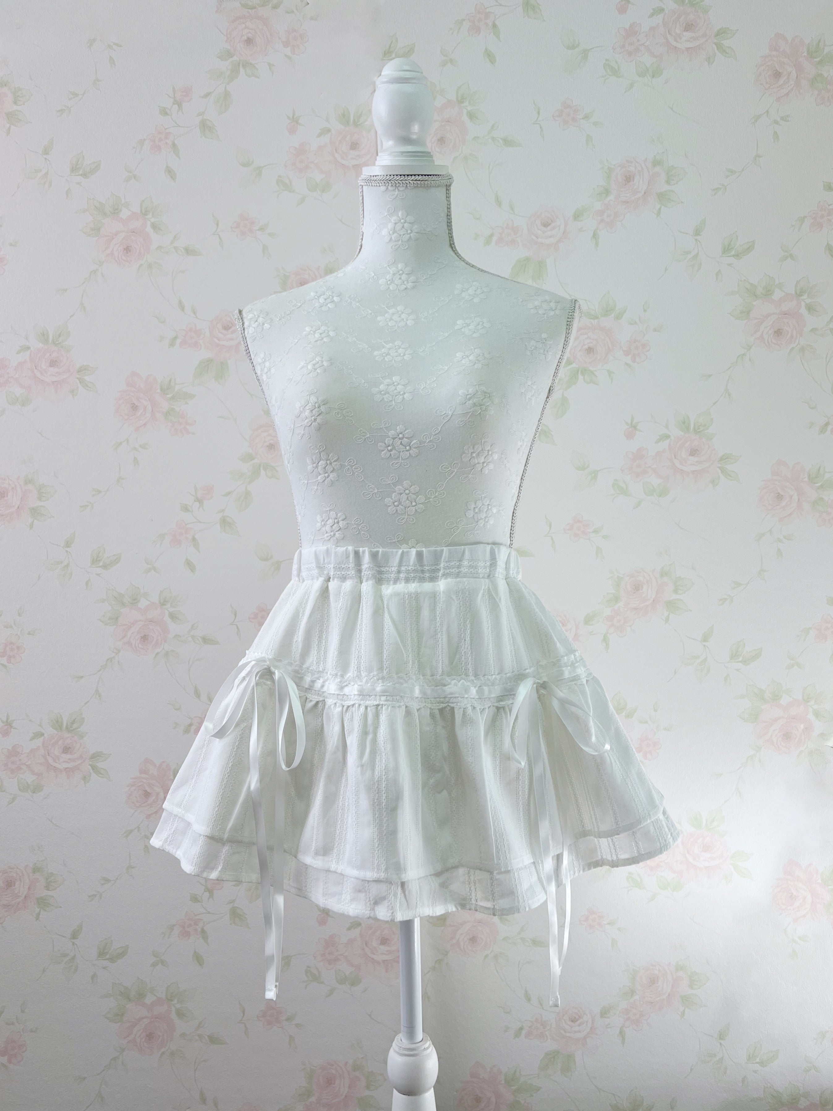 Cotton Side String Skirt (White)