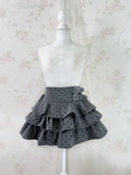 Polka Dot Tiered Skirt (Dark Gray)