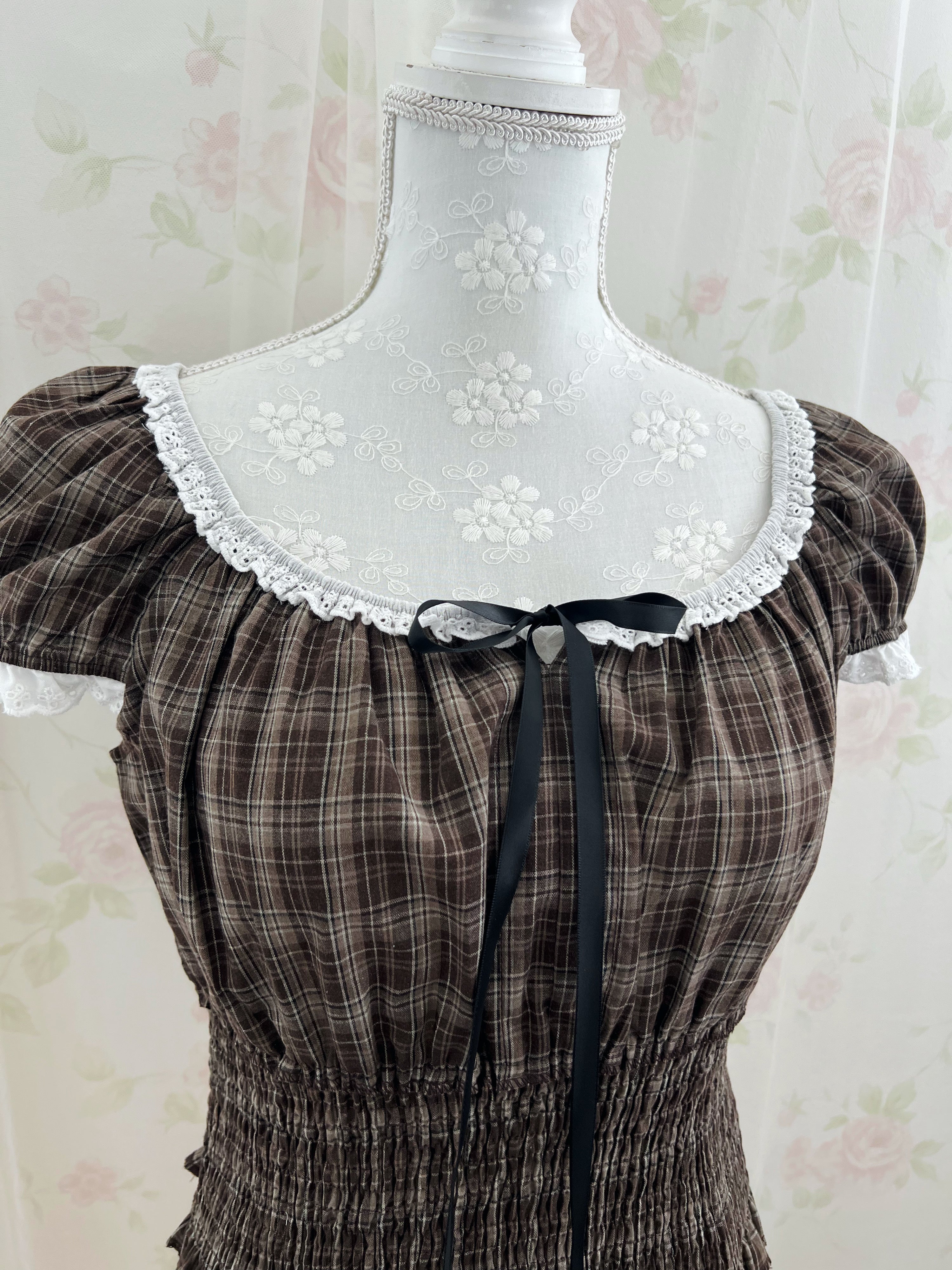 Cotton Blend Dolly Checked Blouse