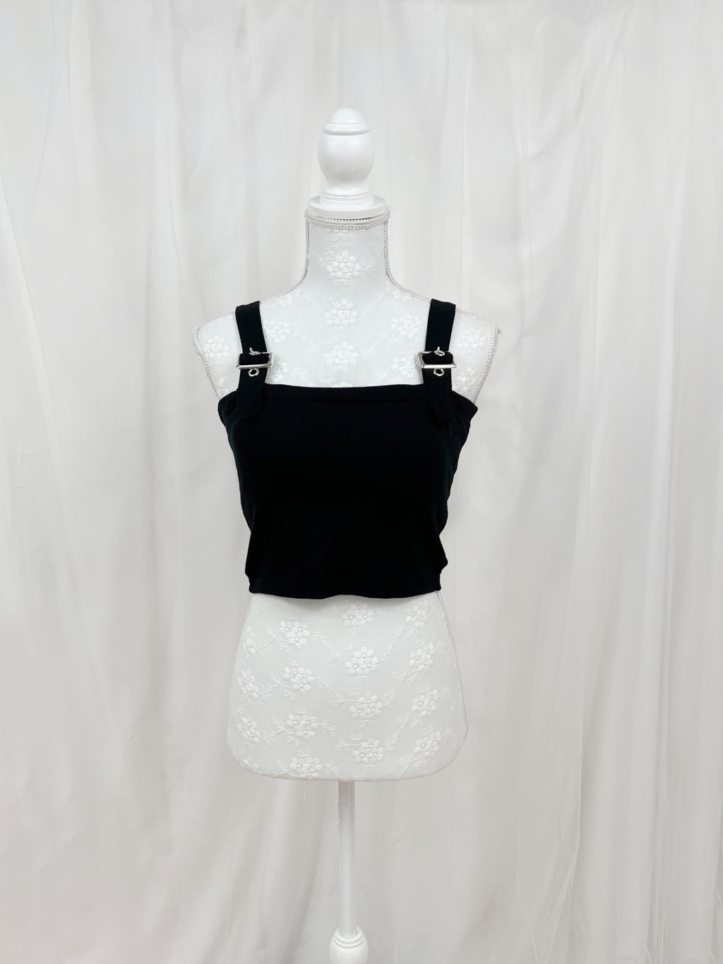 Buckle Strap Top With Cups (Black)