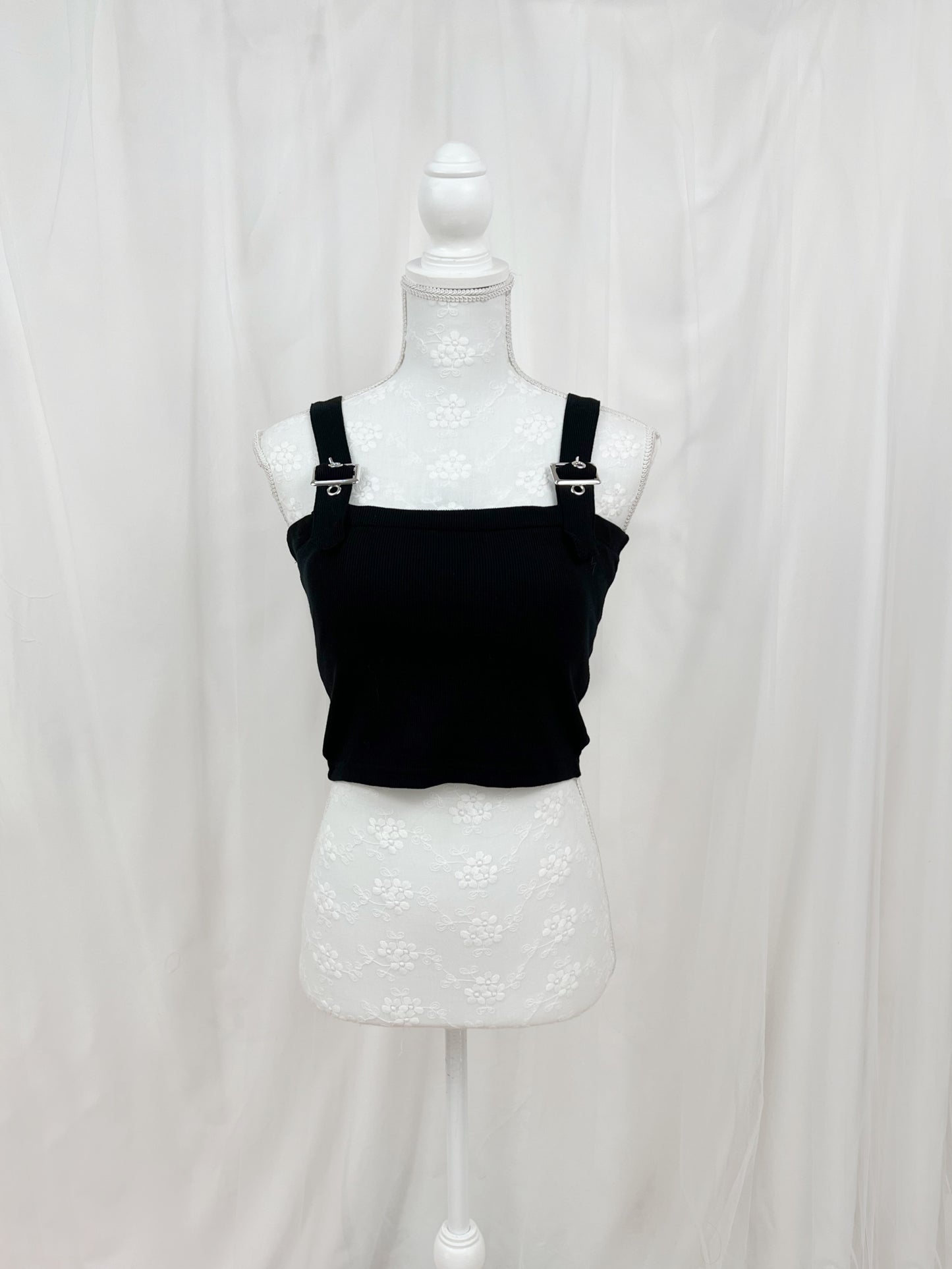 Buckle Strap Top With Cups (Black)