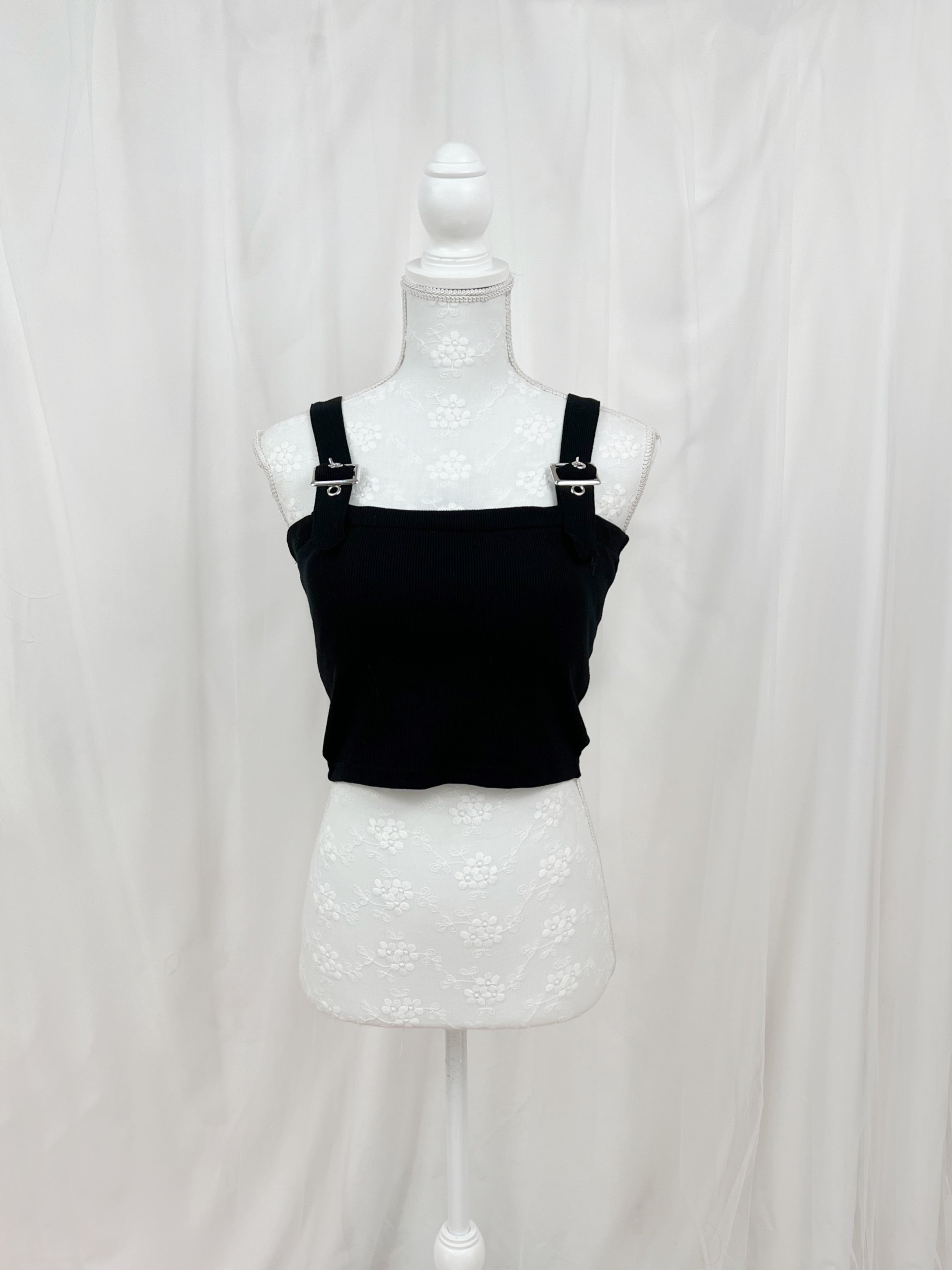 Buckle Strap Top With Cups (Black)