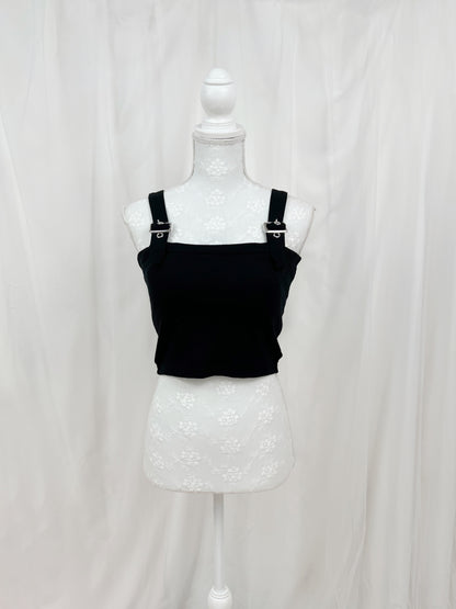 Buckle Strap Top With Cups (Black)