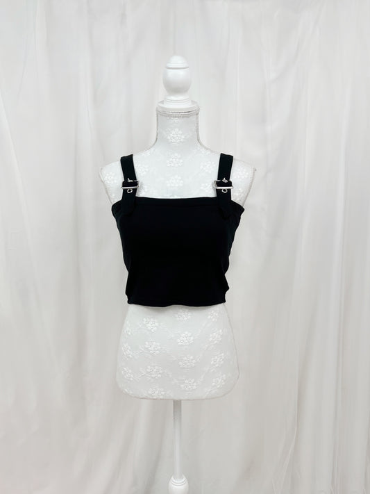 Buckle Strap Top With Cups (Black)